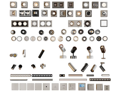 现代格栅灯 筒灯射灯 插座 开关面板