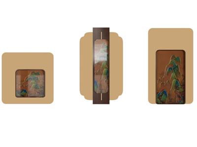 新中式山水图案的壁灯