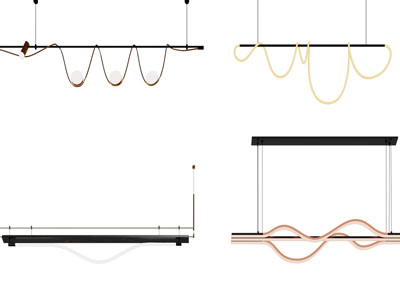 现代一字型线条吊灯