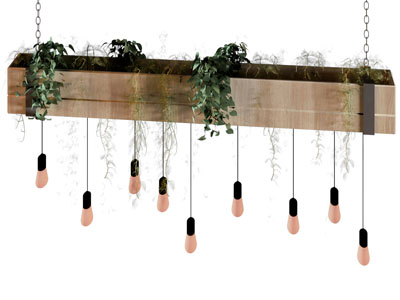 工业风loft花箱盆栽植物灯泡吊灯