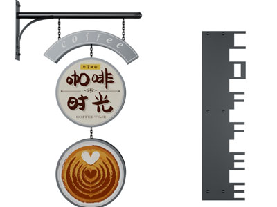 工业风loft咖啡厅广告灯箱 挂件3d模型 工业风loft咖啡厅广告灯箱 挂件
