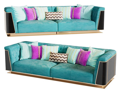 新中式多人沙发