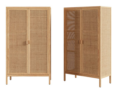 侘寂风编织柜门的衣柜3d模型 侘寂风编织柜门的衣柜