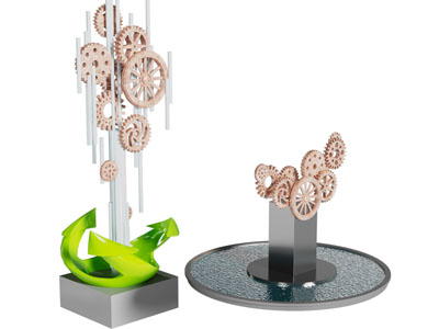 工业风loft齿轮城市雕塑小品 摆件组合