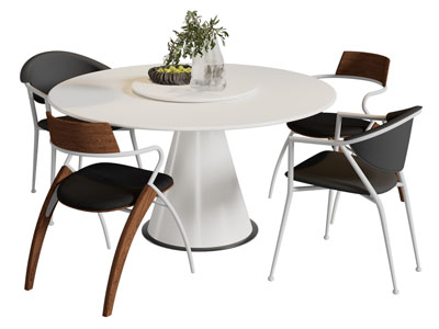 现代圆形餐桌椅组合
