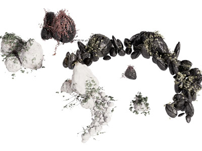 现代景观石头 假山 藤蔓植物园艺小品