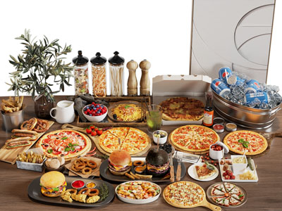 现代披萨 汉堡 面包水果食物