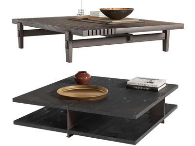 现代中古风方形茶几3d模型 现代中古风方形茶几