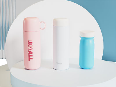 现代保温杯美陈 商品推广展台