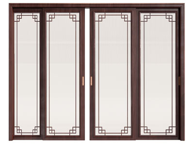 新中式玻璃推拉门3d模型 新中式玻璃推拉门