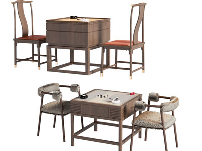 新中式方形围棋娱乐桌椅组合