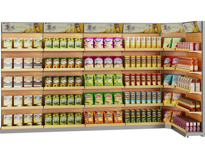 现代超市转角零食货架 展柜3d模型 现代超市转角零食货架 展柜