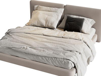 现代布艺双人床