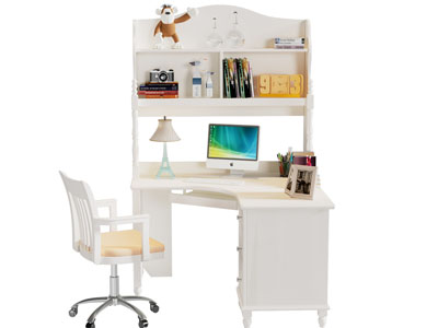 简欧转角书桌椅组合 书柜3d模型 简欧转角书桌椅组合 书柜