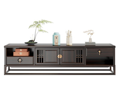 新中式实木电视柜3d模型 新中式实木电视柜