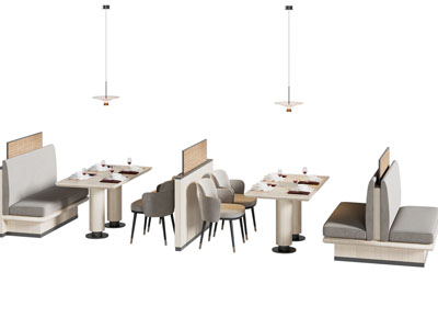 现代卡座餐桌椅组合