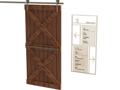 现代实木推拉门 木门 谷仓门3d模型 现代实木推拉门 木门 谷仓门