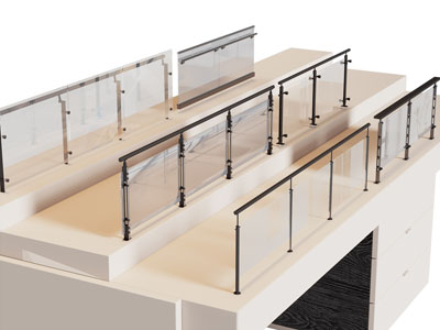 现代玻璃栏杆 护栏 围栏3d模型 现代玻璃栏杆 护栏 围栏