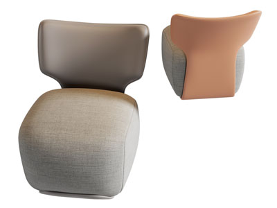 新中式鱼尾靠背的单人沙发