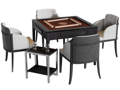 新中式方形麻将娱乐桌椅组合