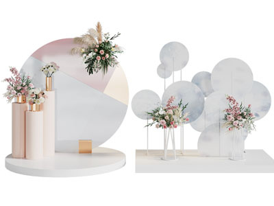 现代轻奢花束美陈 摆件组合 户外装置