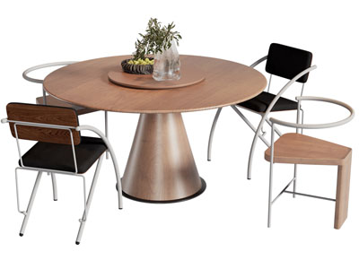 现代圆形餐桌椅组合