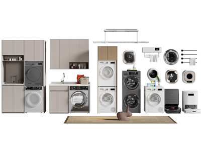 现代阳台洗衣机收纳架3d模型 现代阳台洗衣机收纳架