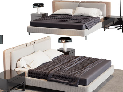 现代双人床 床头柜