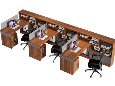 现代实木办公桌椅组合