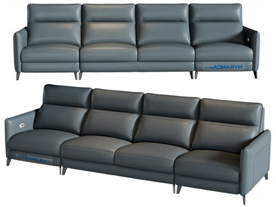 现代皮质多人沙发