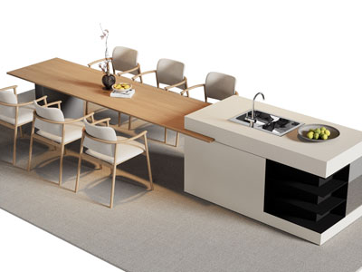 新中式吧台餐桌椅组合