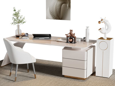 现代书桌椅组合3d模型 现代书桌椅组合