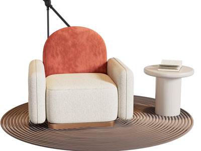 现代单人沙发 边几