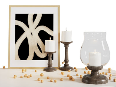 法式烛台 装饰画摆件组合