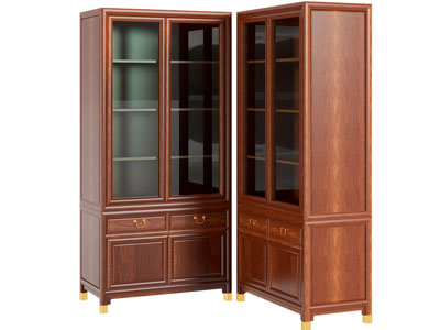 现代实木书柜3d模型 现代实木书柜