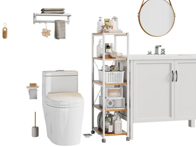 现代洗手台 马桶 浴室柜架