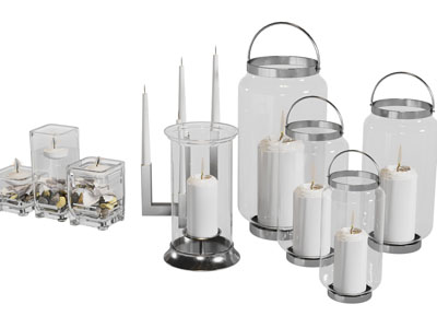 现代玻璃烛台 摆件组合