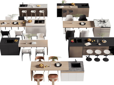 现代吧台餐桌椅组合