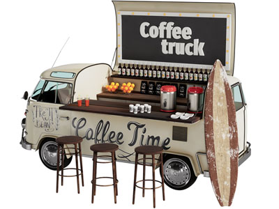 工业风loft咖啡馆 移动咖啡馆 餐车