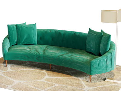 现代弧形多人沙发