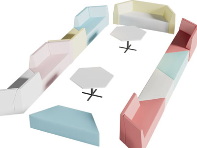 现代几何拼接多人沙发 茶几组合