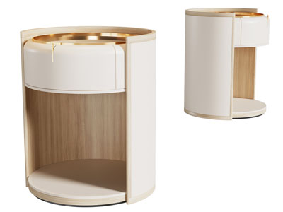 现代轻奢圆形床头柜