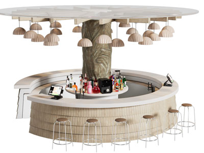 现代圆形酒吧吧台 收银台