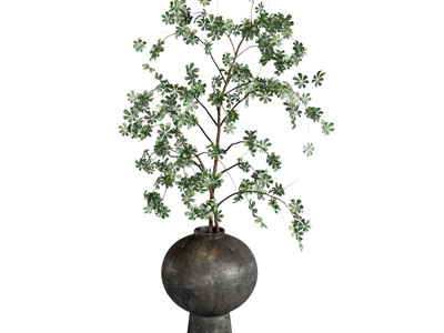 侘寂风陶艺花瓶花卉