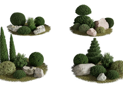 现代灌木 石头景观园艺小品