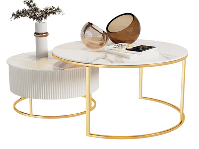 现代轻奢圆形拼接茶几