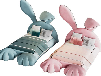 现代卡通兔子儿童床