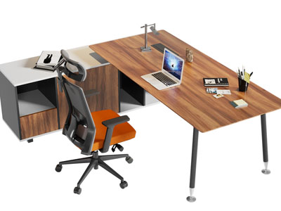 现代转角带收纳柜的老板台 老板桌椅组合