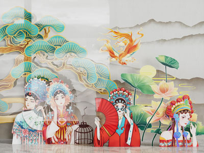 新中式戏剧角色美陈 户外装置 演绎舞台