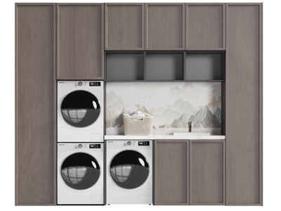 新中式洗衣机 烘干机收纳柜3d模型 新中式洗衣机 烘干机收纳柜